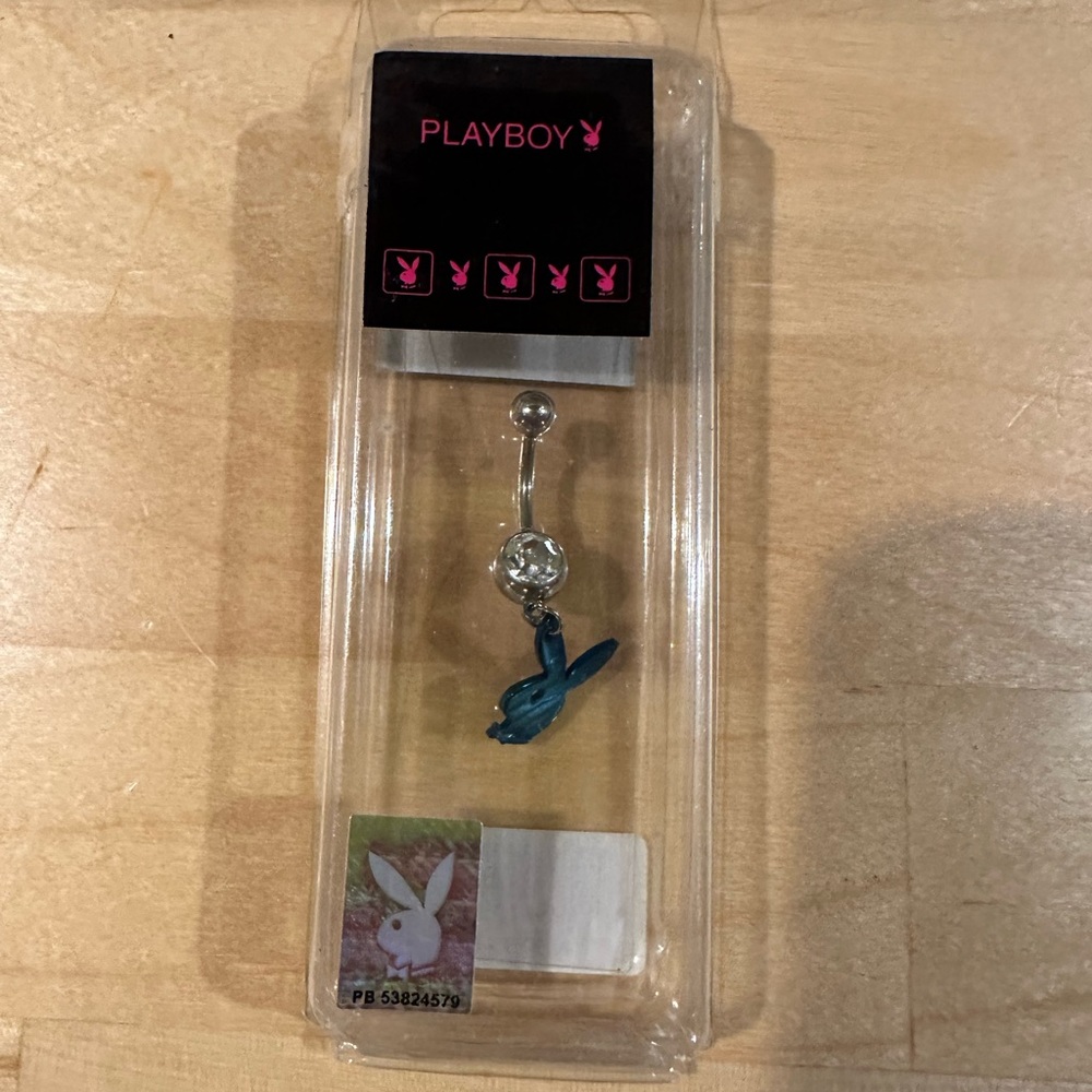 Authentic Playboy Bunny Blue Anodized Belly Button Ring Piercing New w/ Hologram